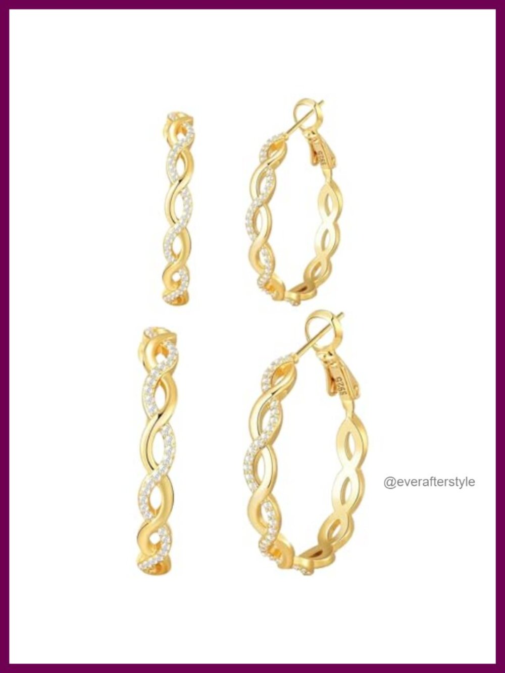 14K Gold Plated Sterling Silver Twisted Hoop Earrings Hypoallergenic Post